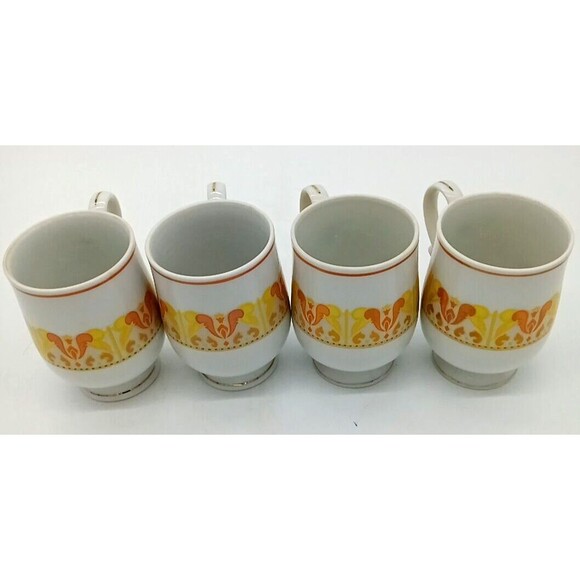 Vintage Royalton China Set Of 4 Translucent Porcelain MCM Coffee Mugs - Picture 6 of 8